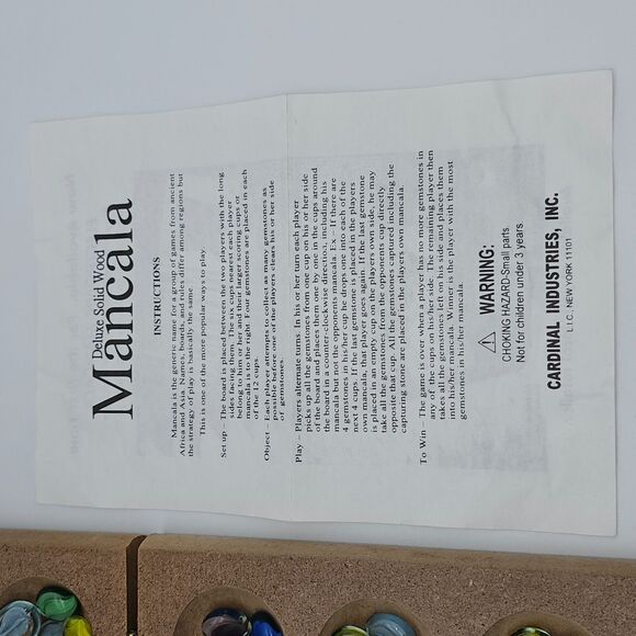 VTG Cardinal Solid Wood Board Mancala with 48 Gemstone Playing Pieces 18002 2000 - Picture 2 of 11